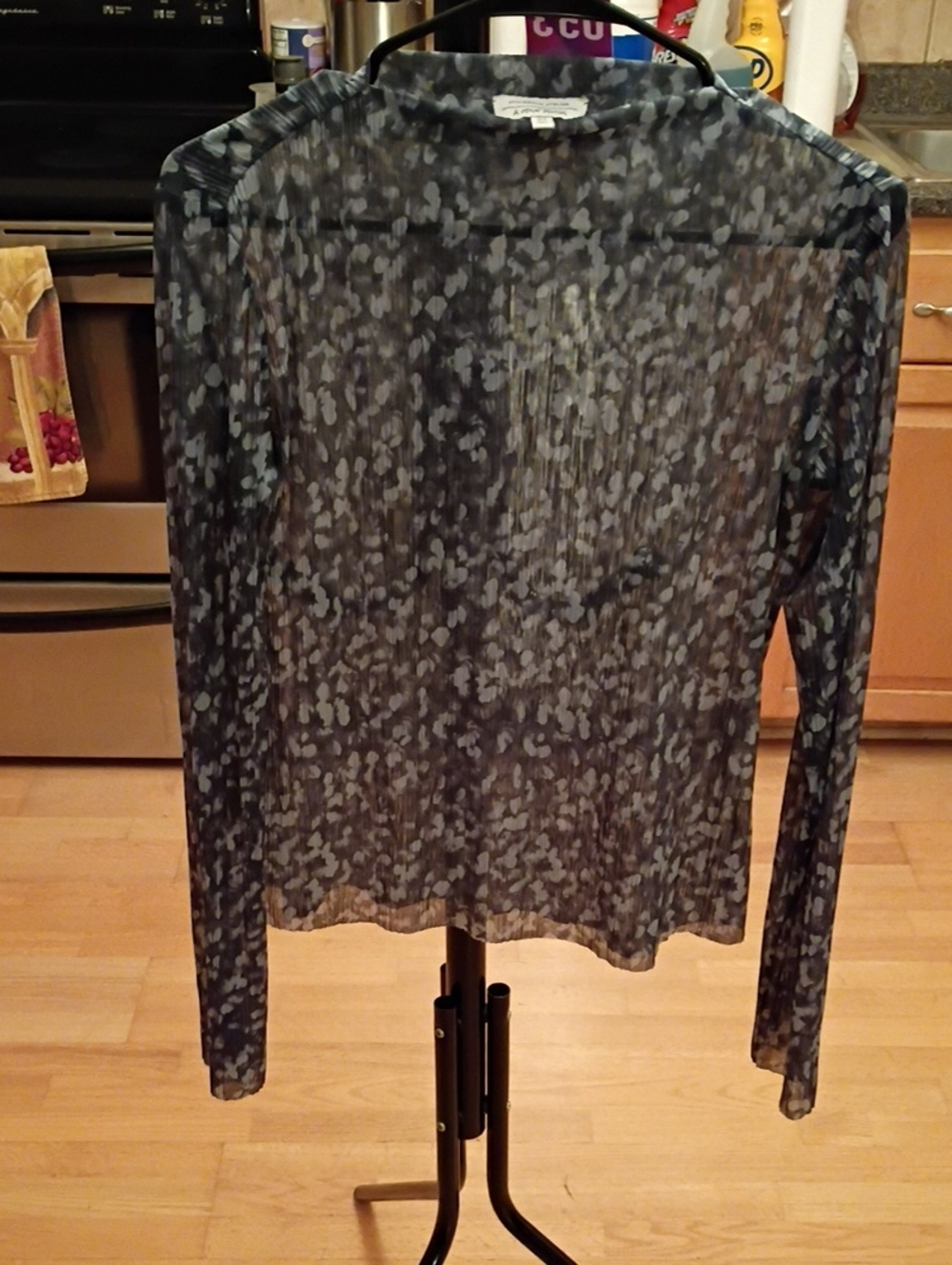 & Other Stories Blue Sheer Abstract Print Long Sleeve Top